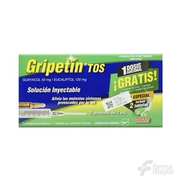 GRIPETIN GRIPE Y TOS INY 2ML x 1 2 tab 1dosis adicional