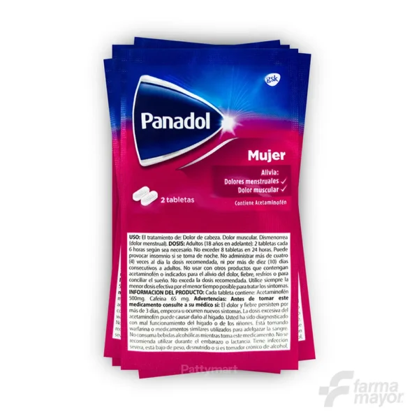 PANADOL MUJER X SOBRE 2 TAB (CAJA 30 SOBRES)