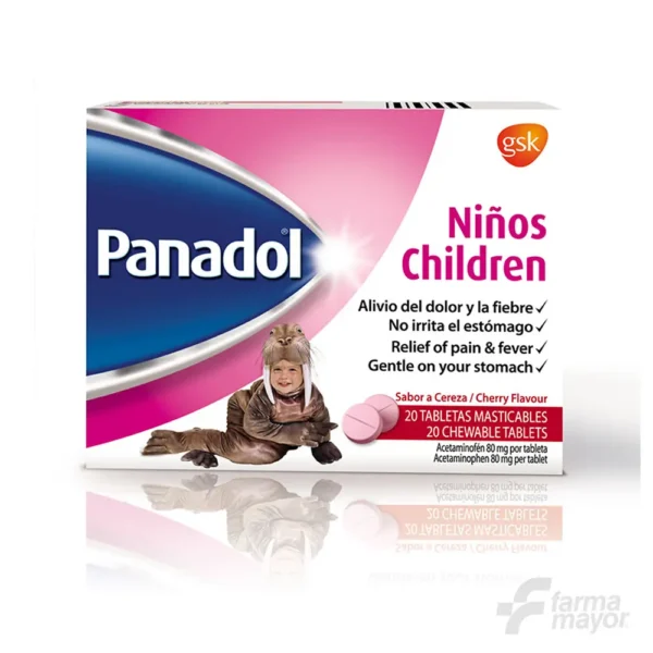 PANADOL NIÑOS X 20 TABLETAS MASTICABLES