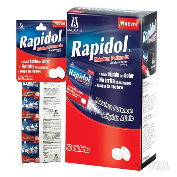 RAPIDOL TABLETAS 500 MG. SOBRE DE 2 CAJA 25SOB