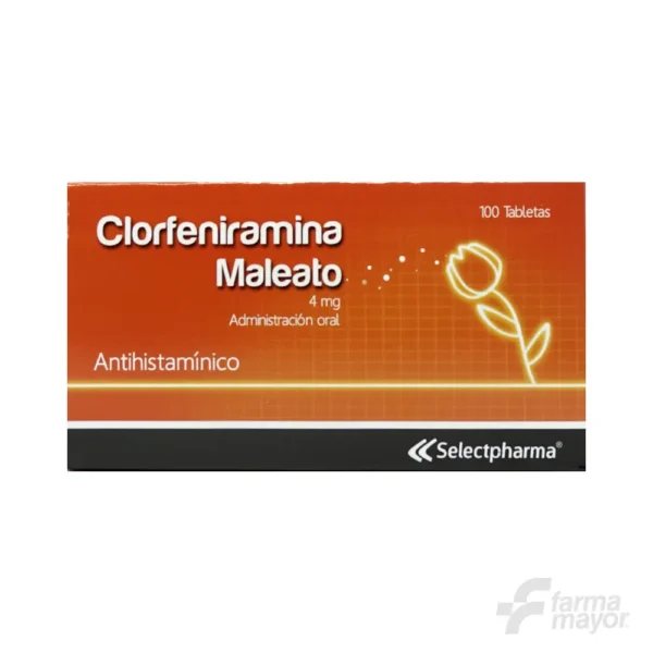 CLORFENIRAMINA MALEATO 4MG TABLETAS X 20. (CAJA DE 5 BLISTER) SELECTPHARMA