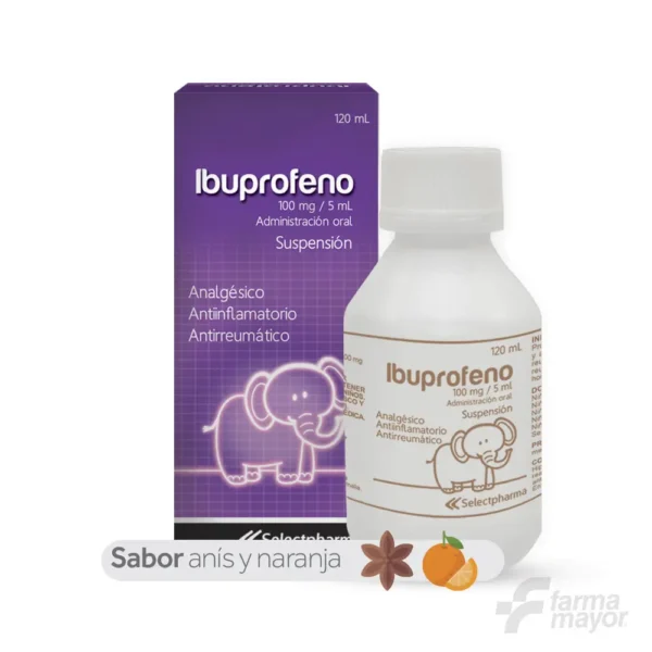 IBUPROFENO 100mg/5ml SUSPENSION 120ML (SELECTPHARMA)