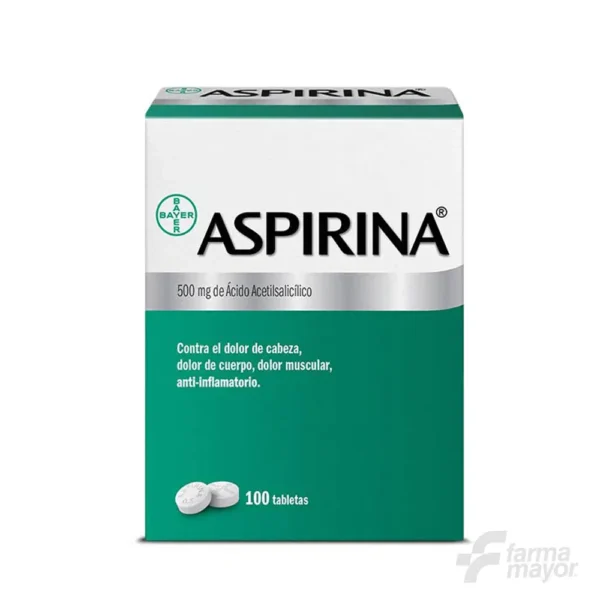 ASPIRINA ADULTO TABLETAS 500MG X UNIDAD CAJA 100