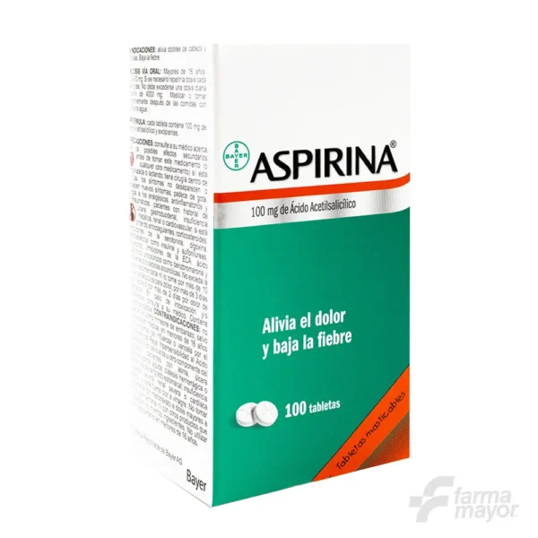 ASPIRINA NIÑOS TABLETAS MAST 100MG X UNIDAD CAJA 100